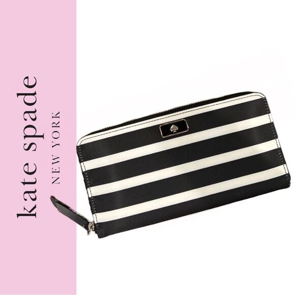 Kate Spade New‎ York Dawn Sailing Stripe Large Nylon Zip Around Wallet - Picture 1 of 3